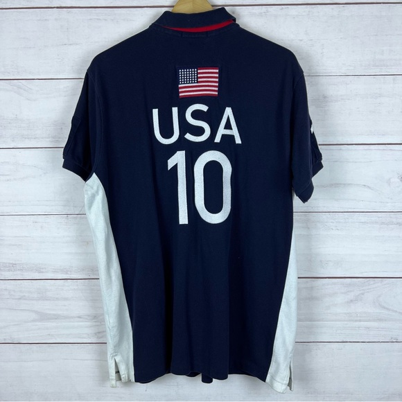 Polo Ralph Lauren Men’s USA #10 Big Pony Flag Cotton Shirt XL Custom Fit - Picture 2 of 11